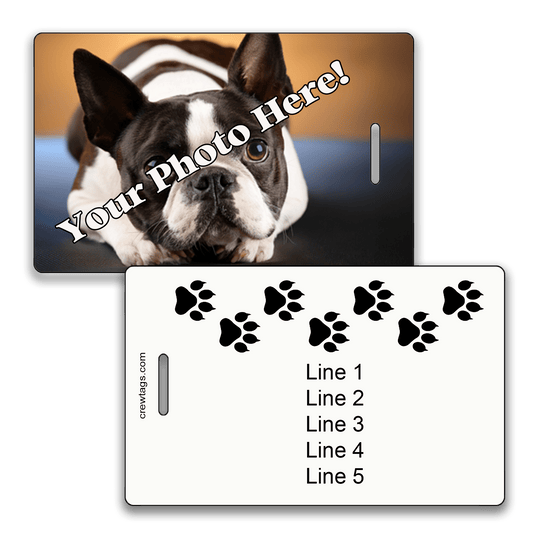 Custom Pet Photo Luggage Tag – Paw Print Design - Crew Tags