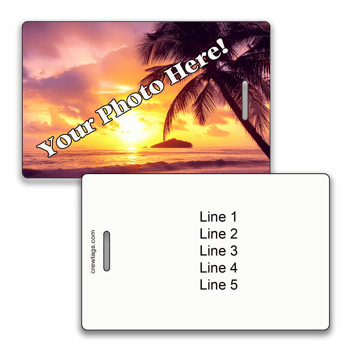 Personalized custom photo luggage tag with secure attachment for travel