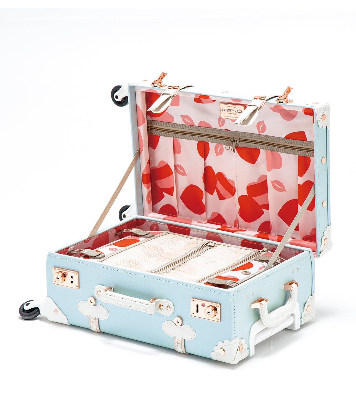 Minimalism XL Checked Suitcase – Sky Blue