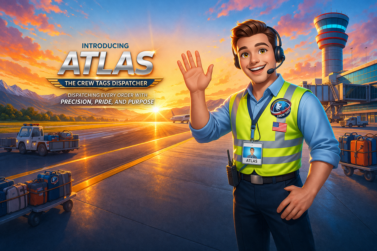 Meet Atlas the Crew Tags Dispatcher | Custom Luggage Tags by Crew Tags