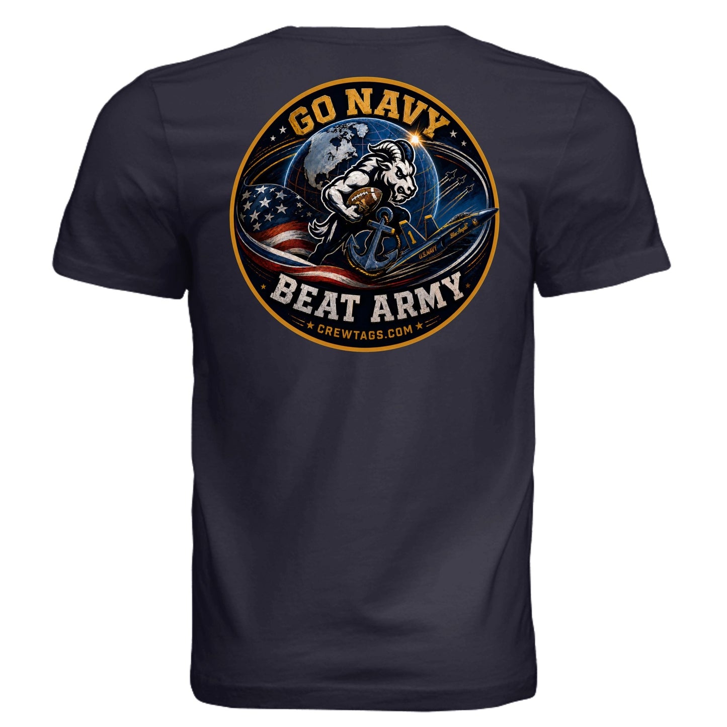 Go Navy Beat Army T-Shirt Navy Blue Back