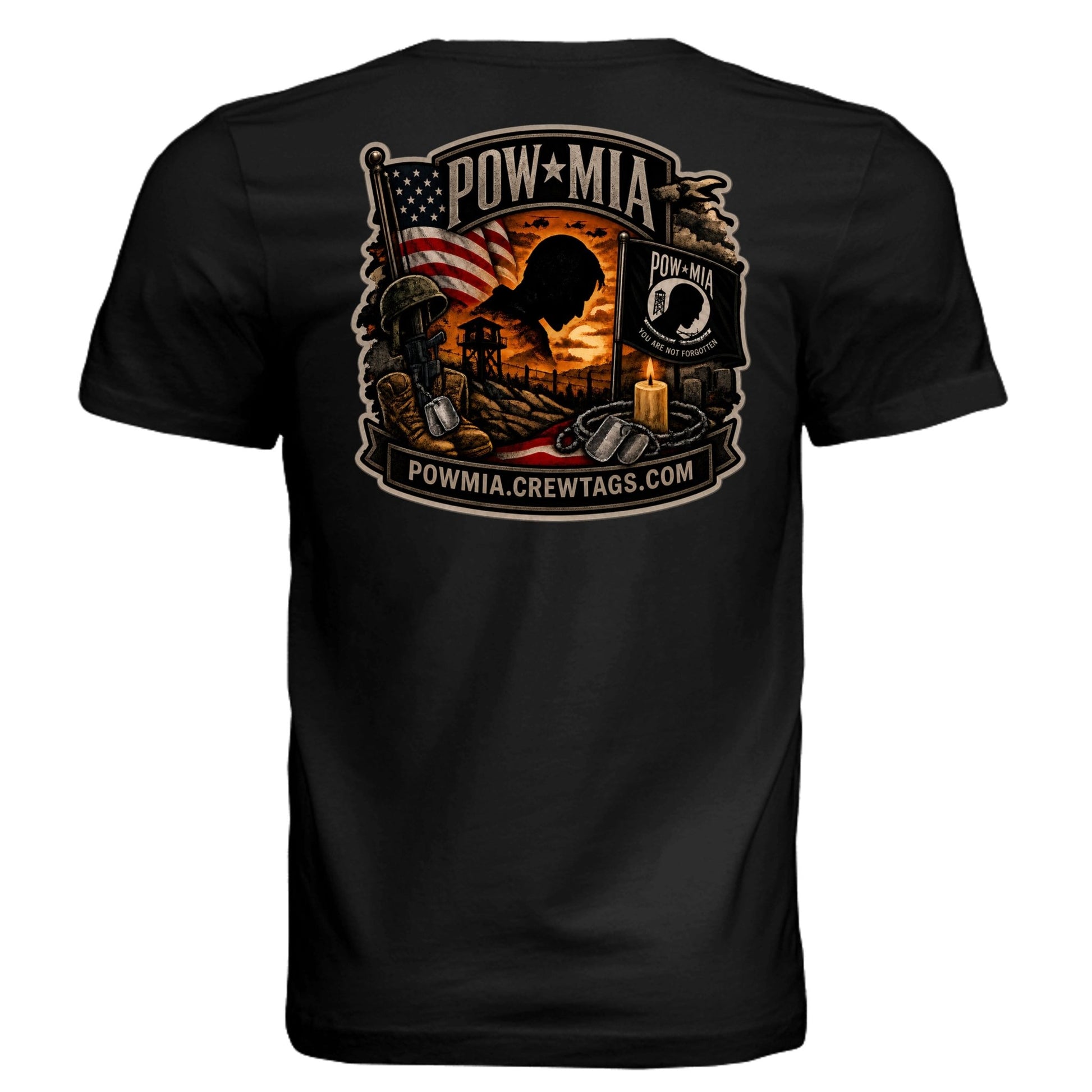 POW MIA military tribute t-shirt back view black triblend
