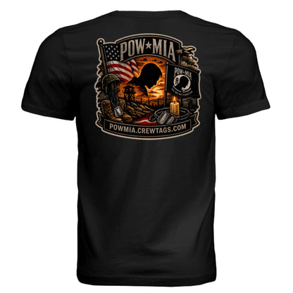 POW MIA military tribute t-shirt back view black triblend