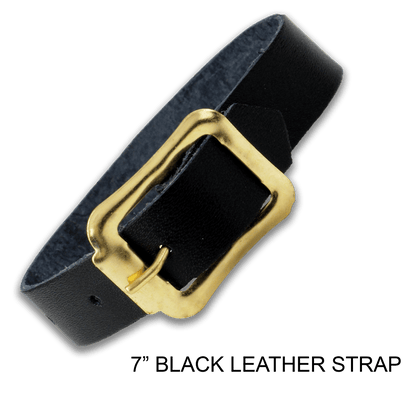 Black leather luggage strap for Crew Tags durable travel tags