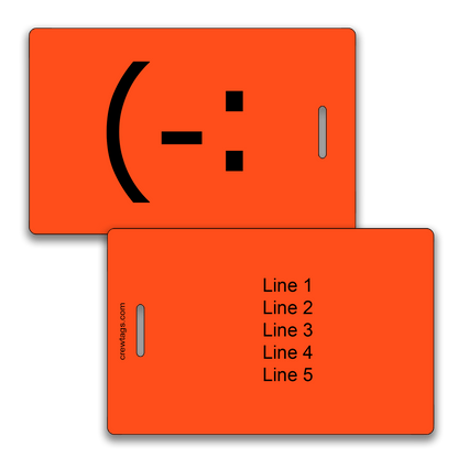 Make your bag stand out! Custom neon orange classic smiley luggage tags built to last.