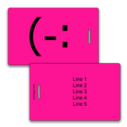 Make your bag stand out! Custom neon pink classic smiley luggage tags built to last.
