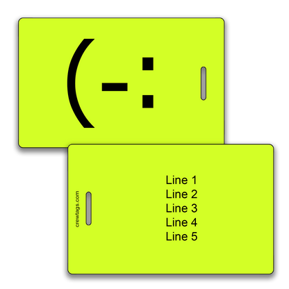 Make your bag stand out! Custom neon yellow classic smiley luggage tags built to last.