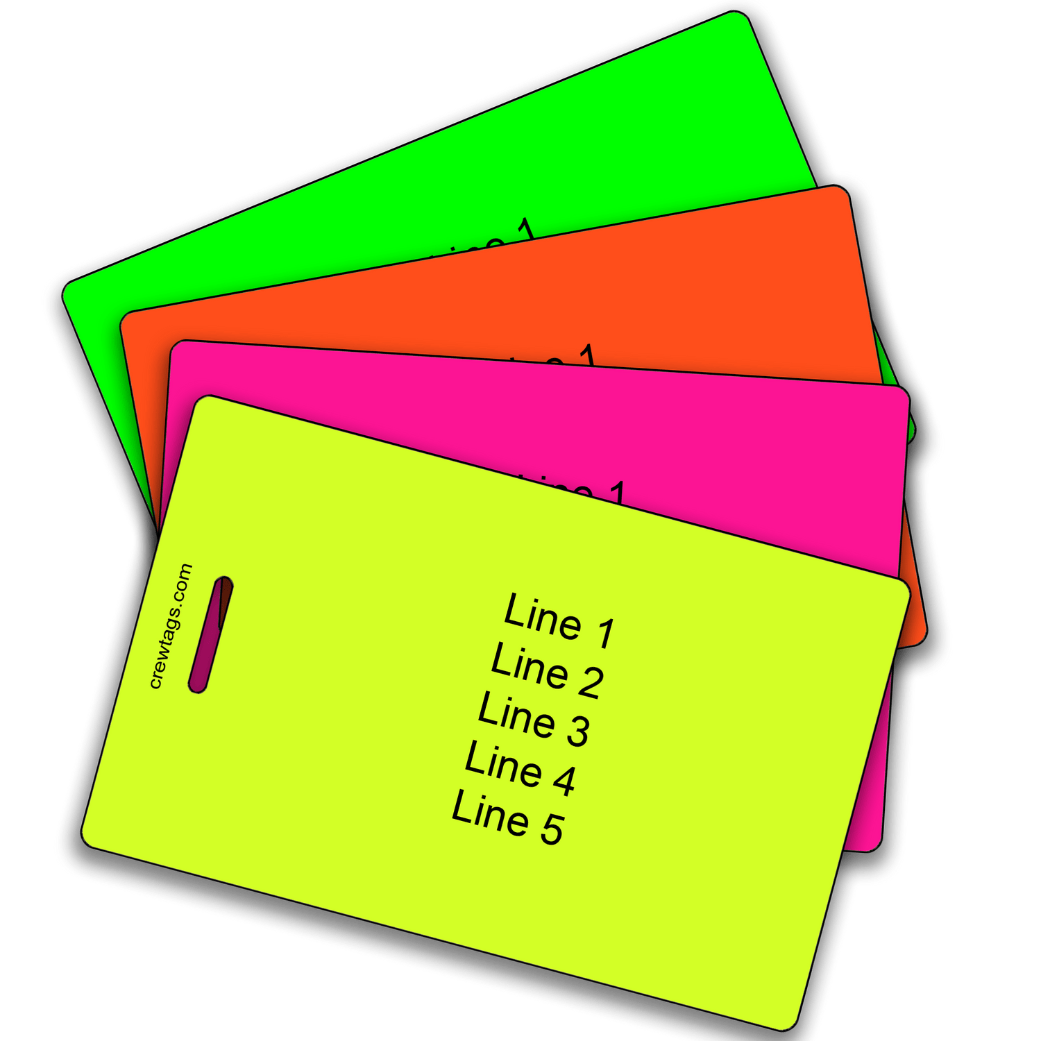 Personalized Neon Green, Orange, Pink, Yellow Luggage Tags – high visibility bag tags