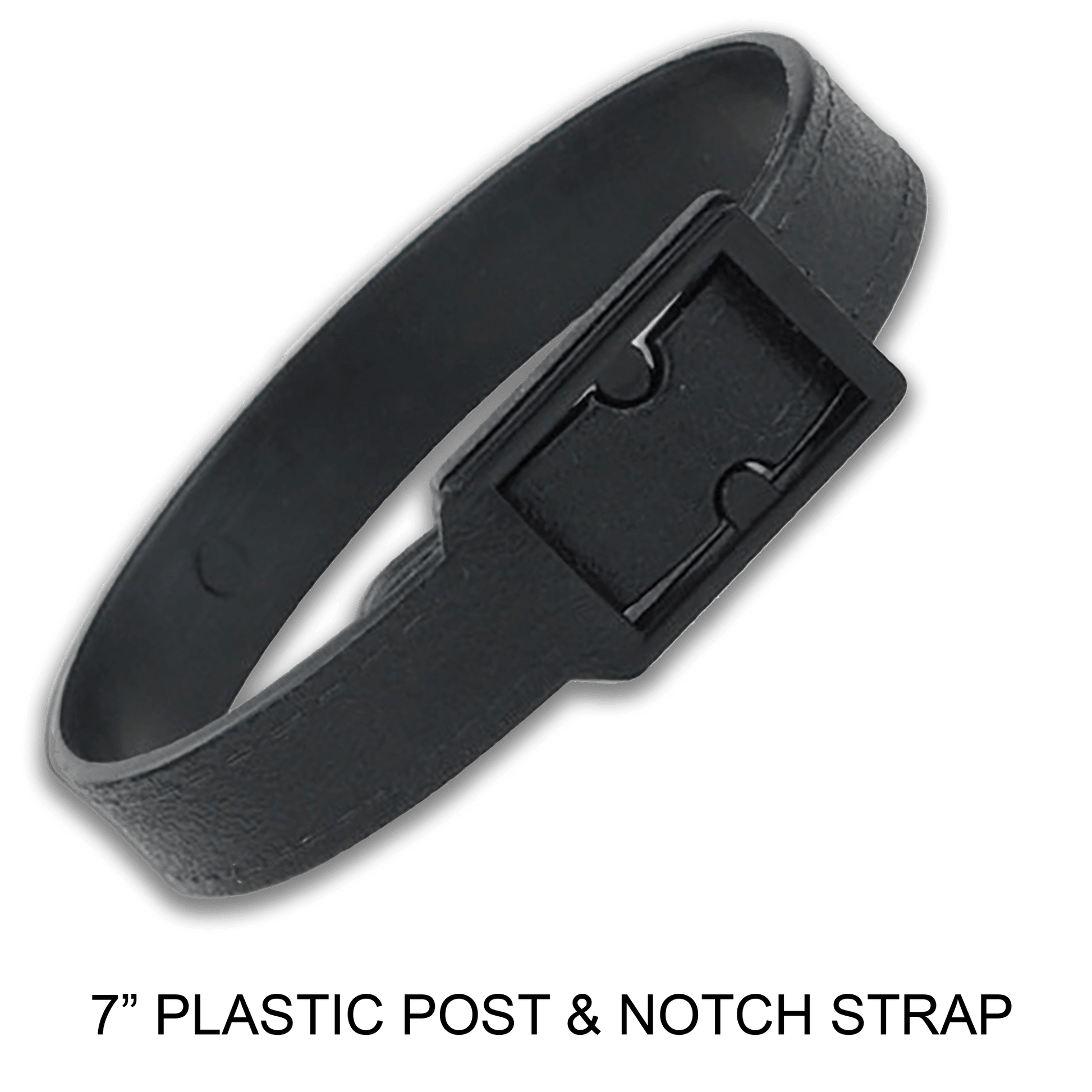 Black plastic post-and-notch luggage strap for bag tags – Crew Tags