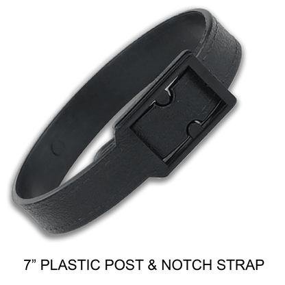 Black plastic post-and-notch luggage strap for bag tags – Crew Tags