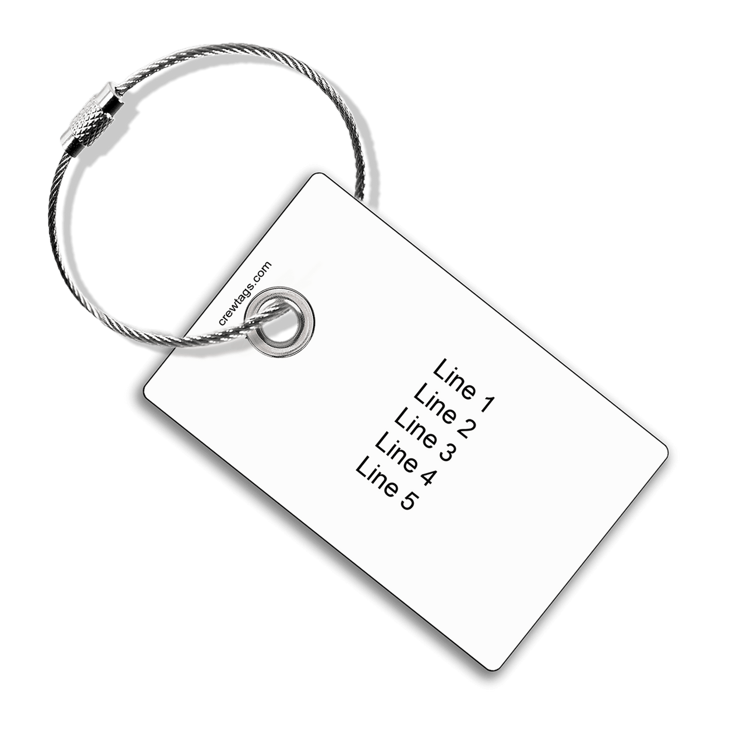 Stainless steel aircraft cable grommet attachment for heavy-duty luggage tags