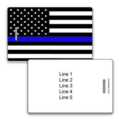 Personalized Thin Blue Line luggage tag for police officers