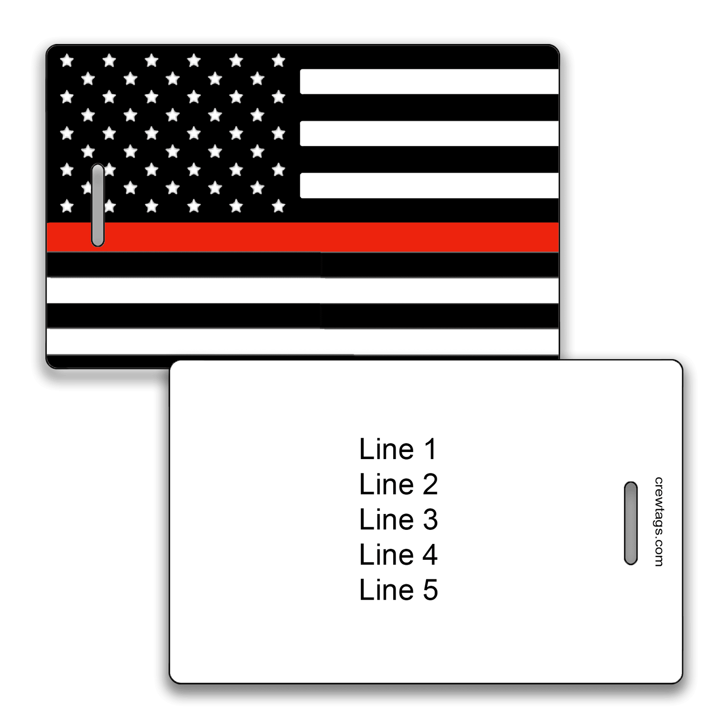 Personalized Thin Red Line luggage tag for firefighters