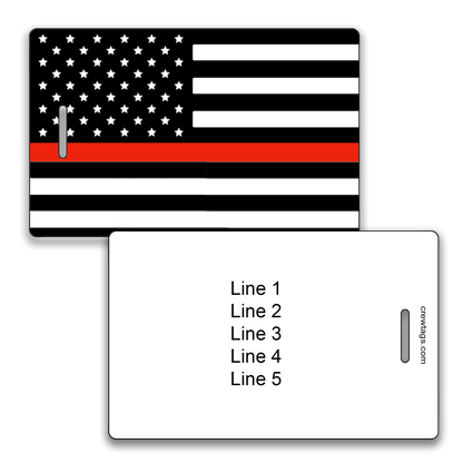 Personalized Thin Red Line luggage tag for firefighters
