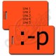 STICKING OUT TONGUE EMOTICON LUGGAGE TAG :-p NEON ORANGE