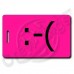 FROWN EMOTICON LUGGAGE TAG :-( NEON PINK