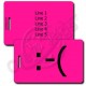 FROWN EMOTICON LUGGAGE TAG :-( NEON PINK