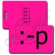 STICKING OUT TONGUE EMOTICON LUGGAGE TAG :-p NEON PINK