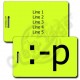 STICKING OUT TONGUE EMOTICON LUGGAGE TAG :-p NEON YELLOW