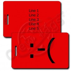 FROWN EMOTICON LUGGAGE TAG :-( RED