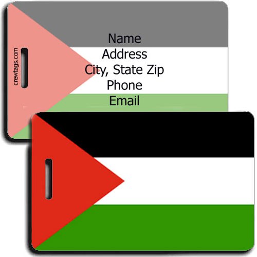 Flag Of Palestine Leather Luggage Tags Personalized Extra Address Cards With Adjustable Strap 