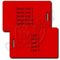 RED PLASTIC LUGGAGE TAG - SAME BOTH SIDES