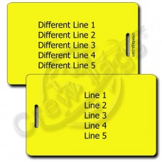 YELLOW PLASTIC LUGGAGE TAG - DIFFERENT EACH SIDE